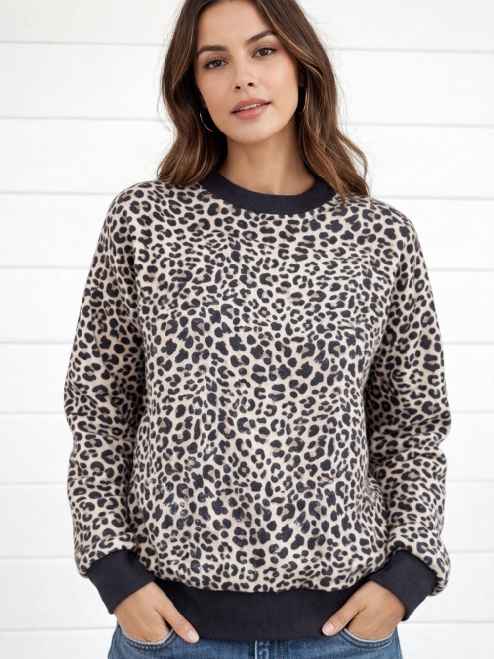 Varley Leopard Print Sweatshirt - Size XS